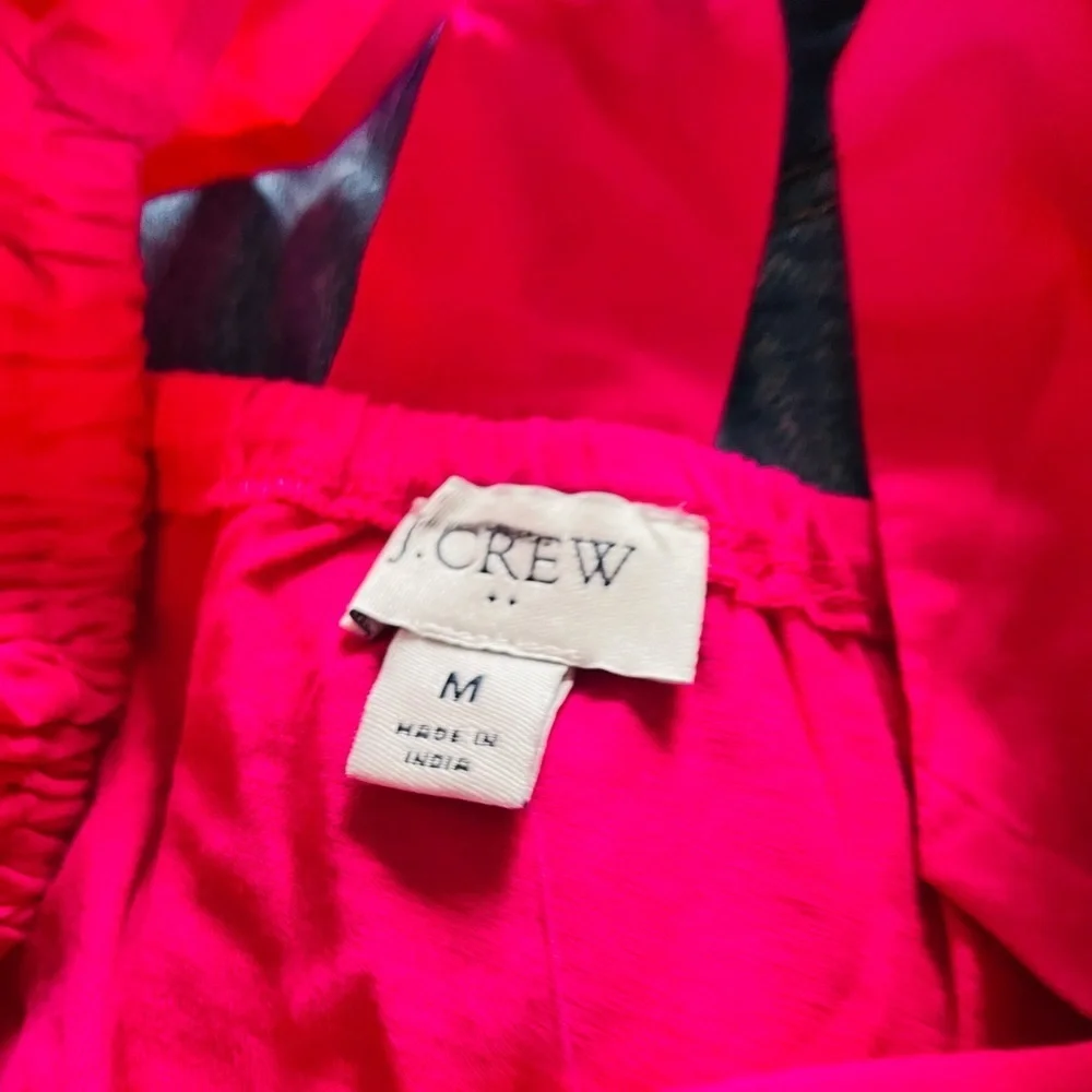 J. Crew Hot Pink Puff Sleeve Scoop Neck Top
